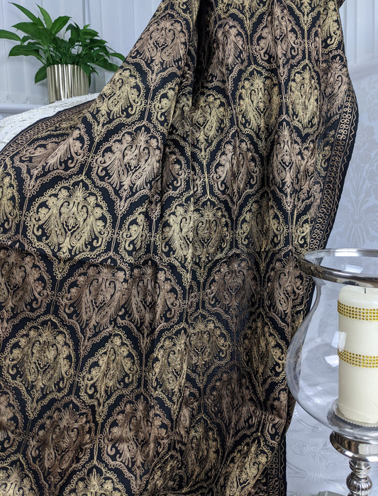 Pashmina Wool Embroidered Shawl - Black