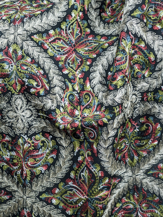 Black Pashmina Wool Silver Zari Embroidered Shawl