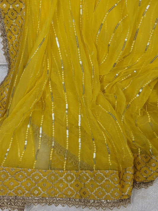 Yellow Embroidered Dupatta