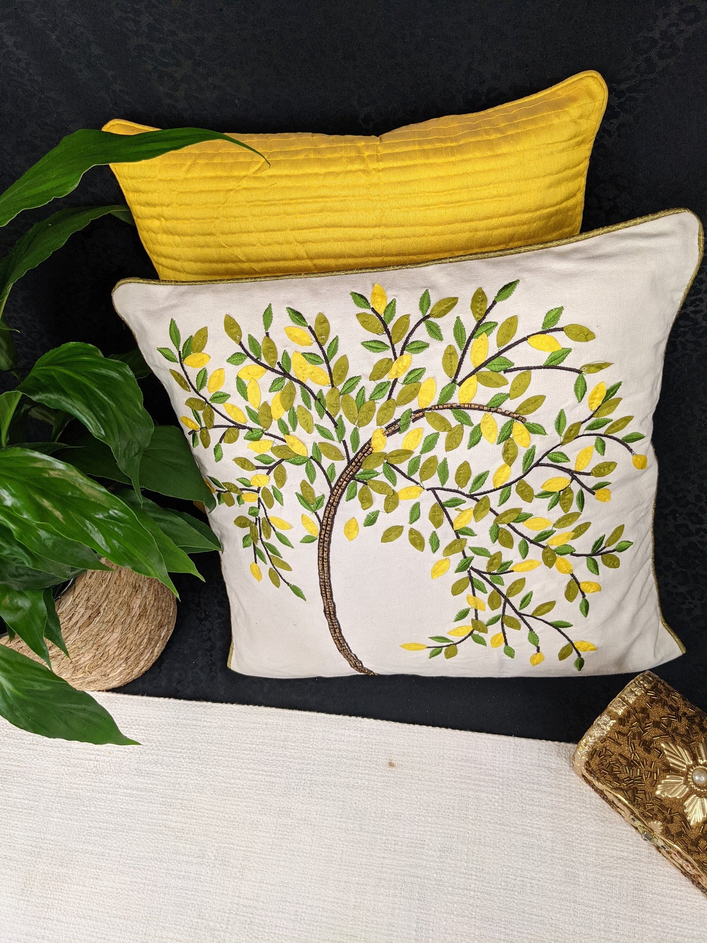 Embroidered Cotton Pillow Case - 16"x16"