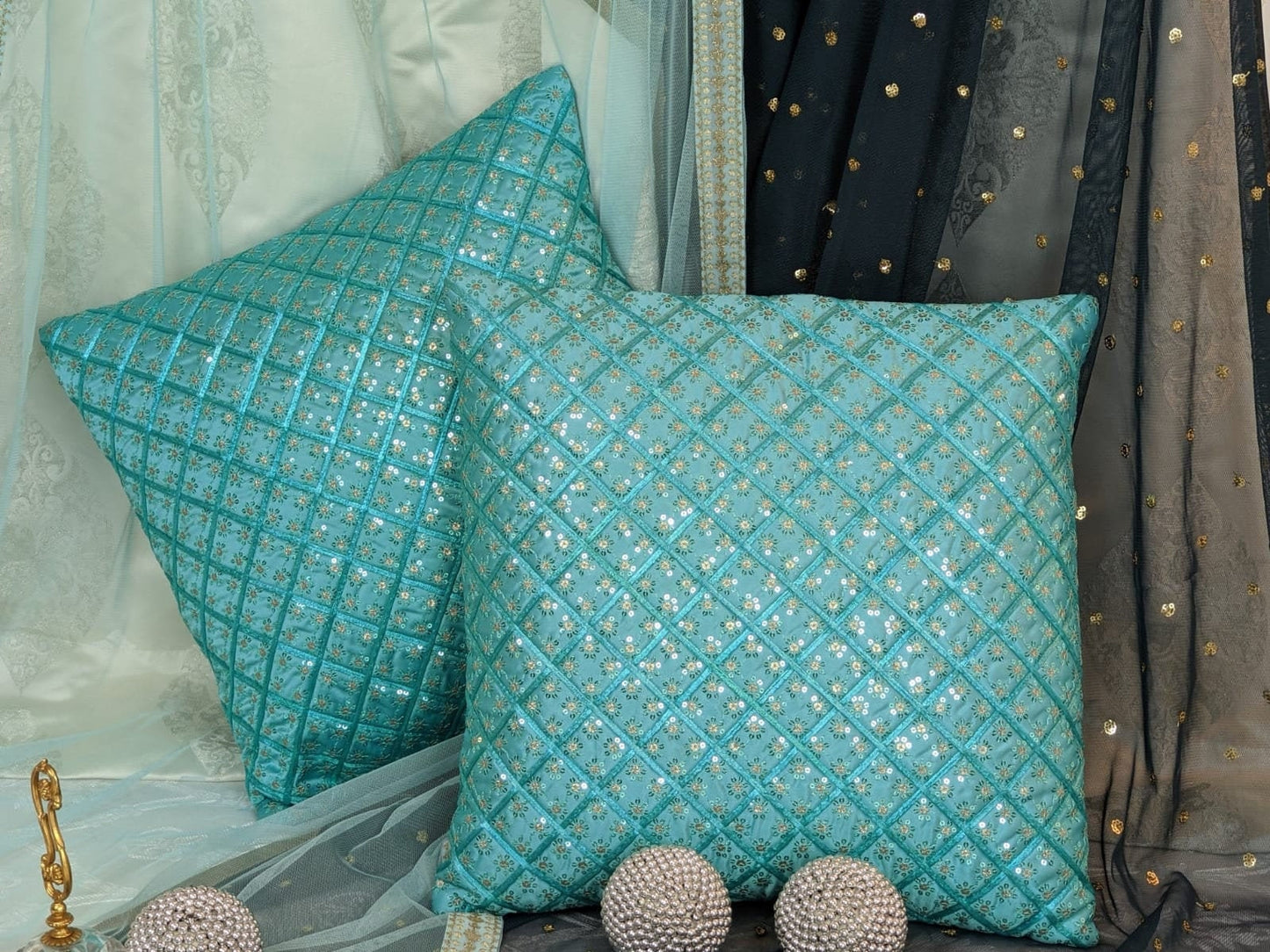 Teal Silky Pillow Case - 16"x16"