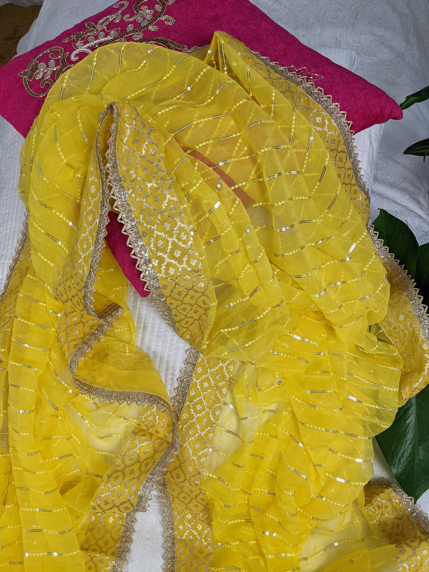 Yellow Embroidered Dupatta