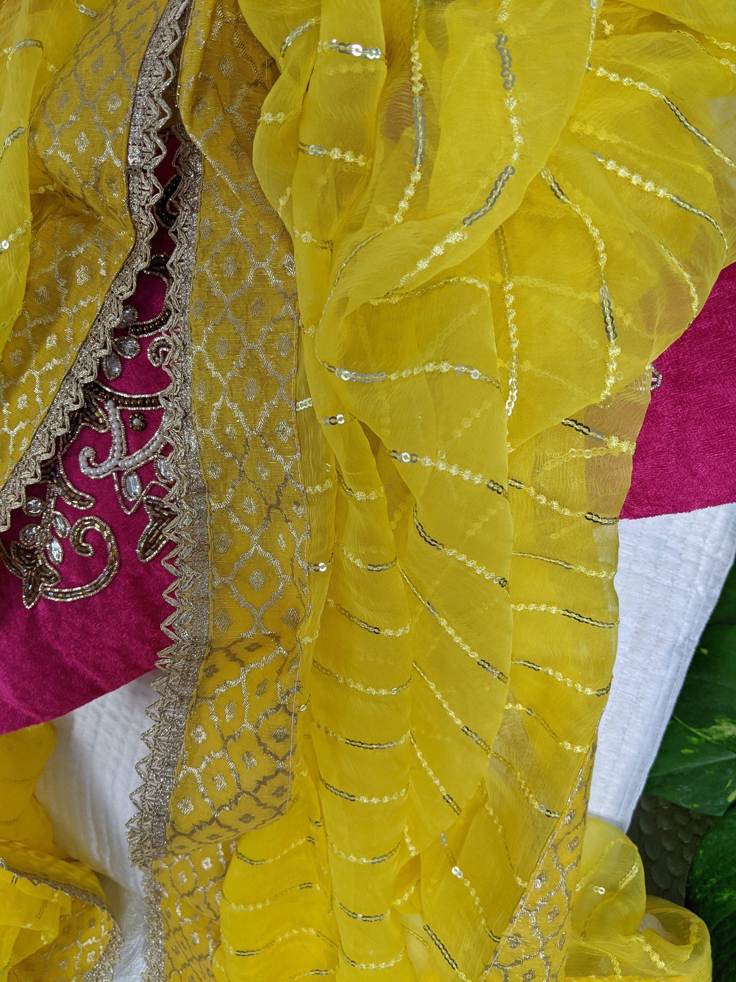 Yellow Embroidered Dupatta