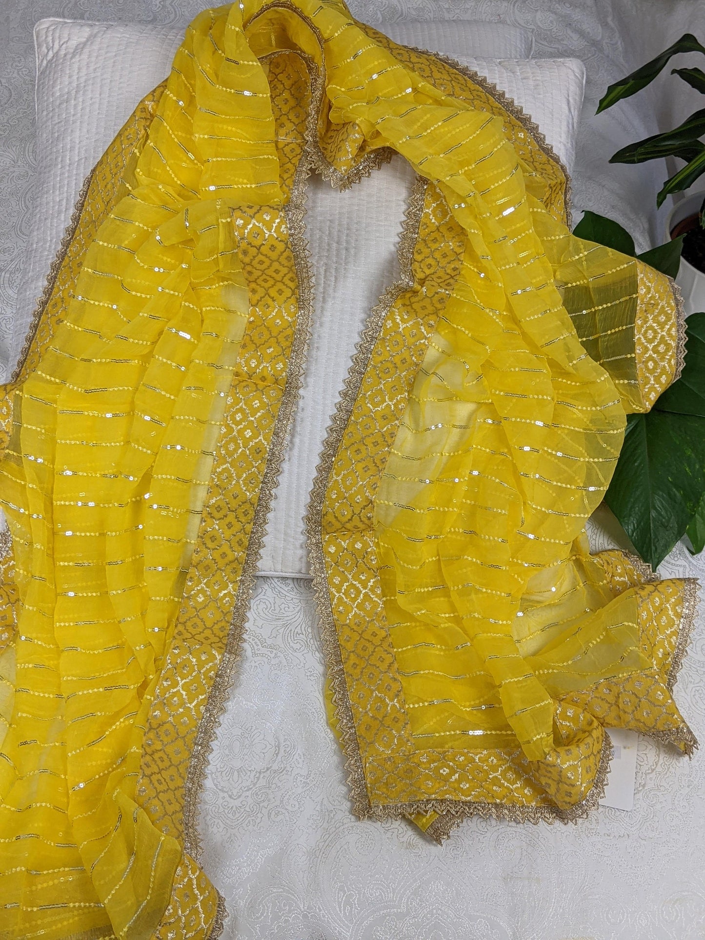 Yellow Embroidered Dupatta